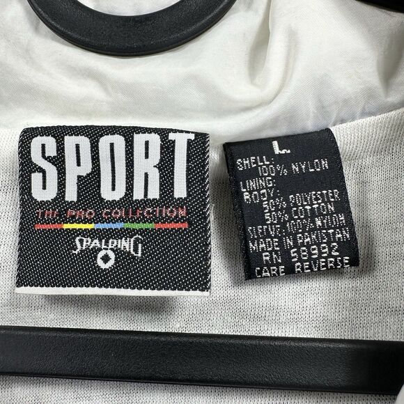 Vintage Spalding Jacket Mens Large Neon Blue Black White Windbreaker 90s Nylon - Picture 4 of 13